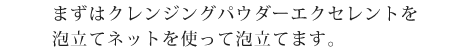 まずはクレンジングパウダーエクセレントを泡立てネットを使って泡立てます。